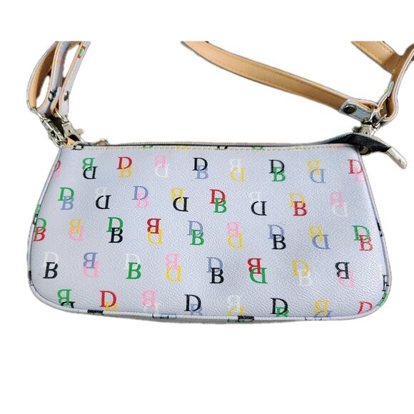Dooney & Bourke Vintage Y2k Baby Blue Rainbow DB Monogram Small Crossbody Bag - Picture 4 of 12